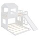 preview thumbnail 9 of 15, Playhouse-inspired Style Twin Over Full Wooden Bunk Bed,Loft Bed with Playhouse,Farmhouse, Ladder, Slide and Guardrails