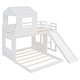 preview thumbnail 9 of 15, Playhouse-inspired Style Twin over Full Wooden Bunk Bed,Loft Bed with Playhouse,Farmhouse, Ladder, Slide and Guardrails