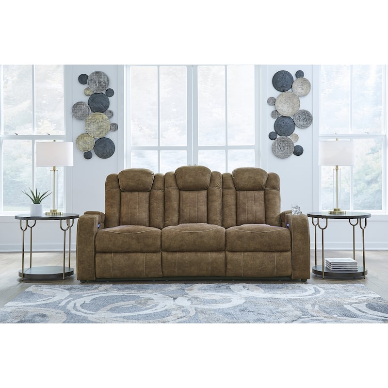Signature Design by Ashley Wolfridge Brindle Power Reclining Sofa - 86"W x 42"D x 42"H