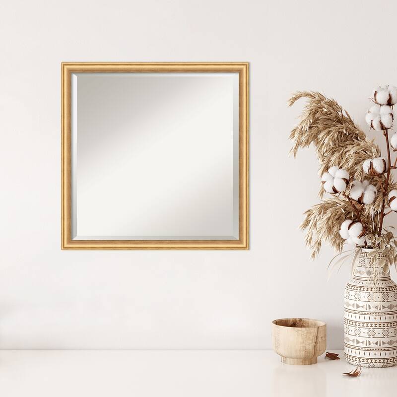 Salon Scoop Beveled Wood Framed Wall Mirror