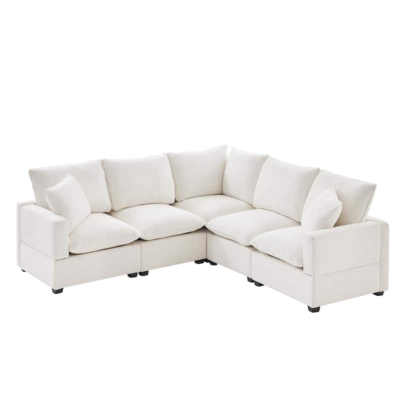 Modern L Shaped Modular Sectional Sofa with Reconfigurable Chenille Seats and Foam Cushions for Living Rooms or Offices