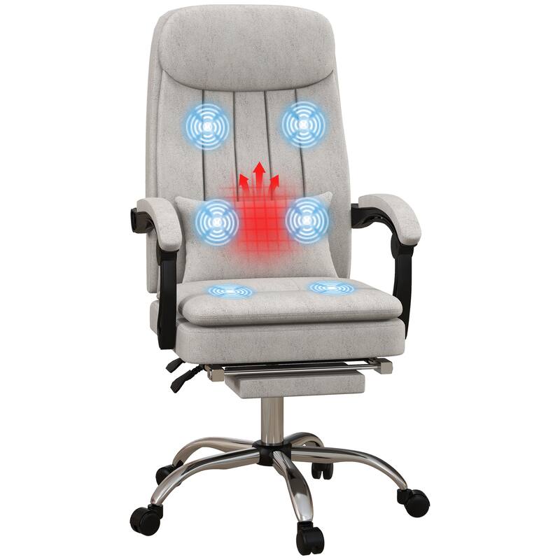 Vinsetto Microfibre Vibration Massage Office Chair, Heated Reclining Computer Chair with Footrest, Lumbar Support Pillow
