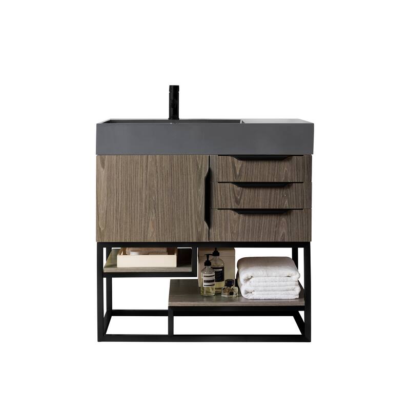 James Martin Vanities Columbia 36" Single Vanity, Ash Gray with Matte Black Hardware