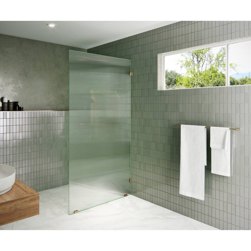 Glass Warehouse 38" x 78" Frameless Shower Door - Single Fixed Panel Fluted