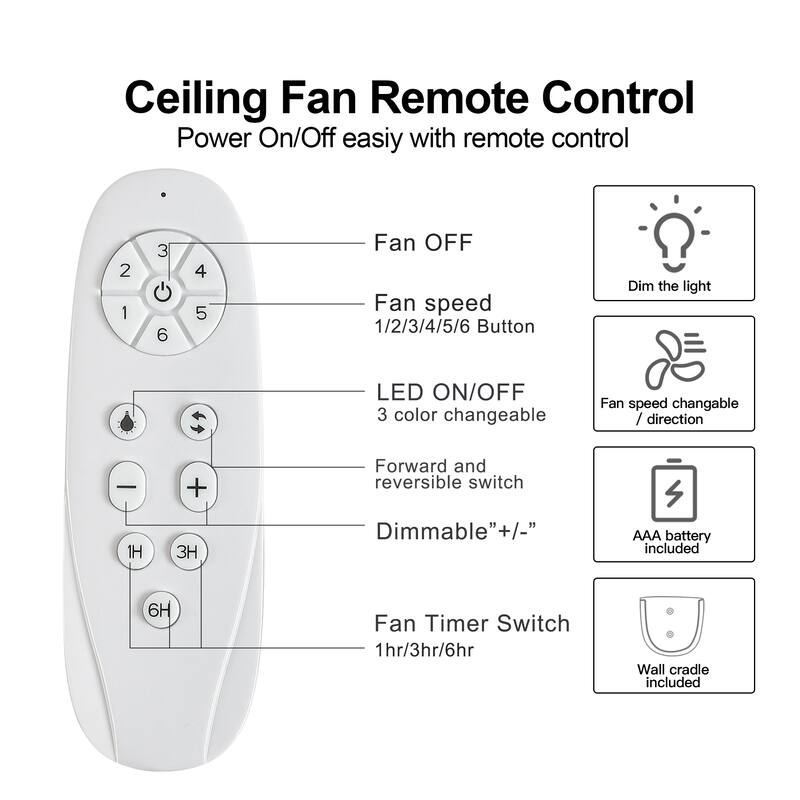52 Inch/66 Inch/72 Inch Modern Ceiling Fan with Dimmable LED Light ,Remote&APP Control,8 Blades for Large Living Room,Porch