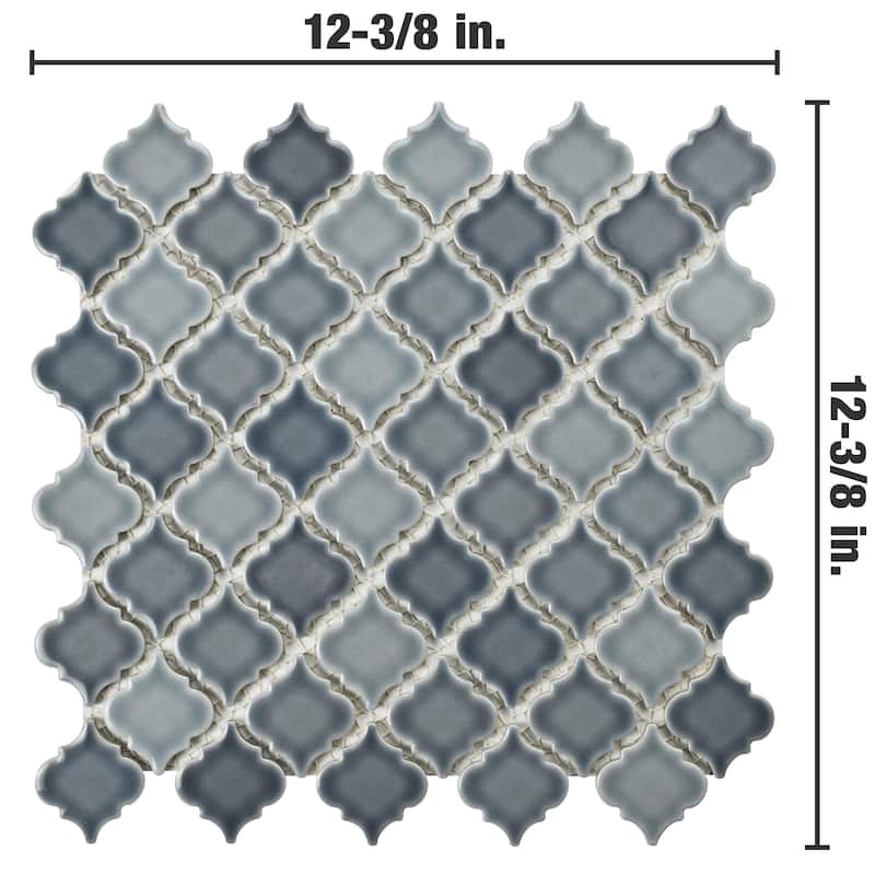 Merola Tile Hudson Tangier Stillwater 12-3/8" x 12-3/8" Porcelain Mosaic Floor and Wall Tile