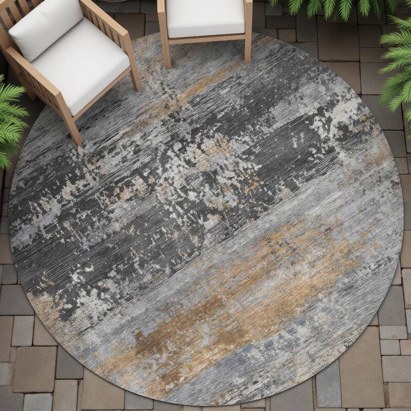 Machine Washable Indoor/Outdoor Contemporary Chantille Rug - Gray - 8' x 8'