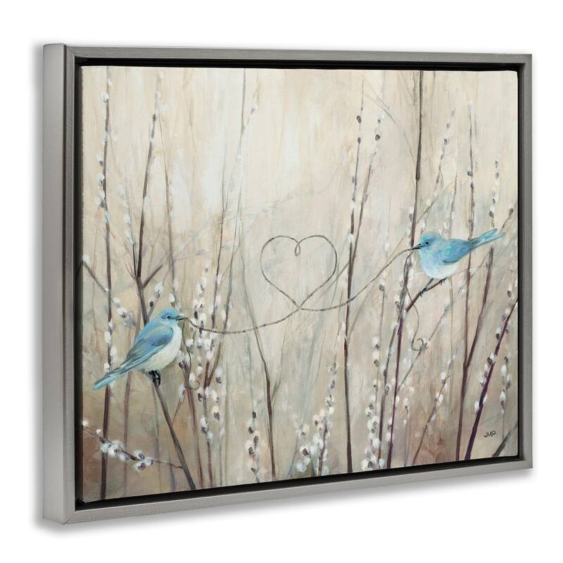 Stupell Love Birds Heart Shape Framed Floater Canvas Wall Art Design by Julia Purinton