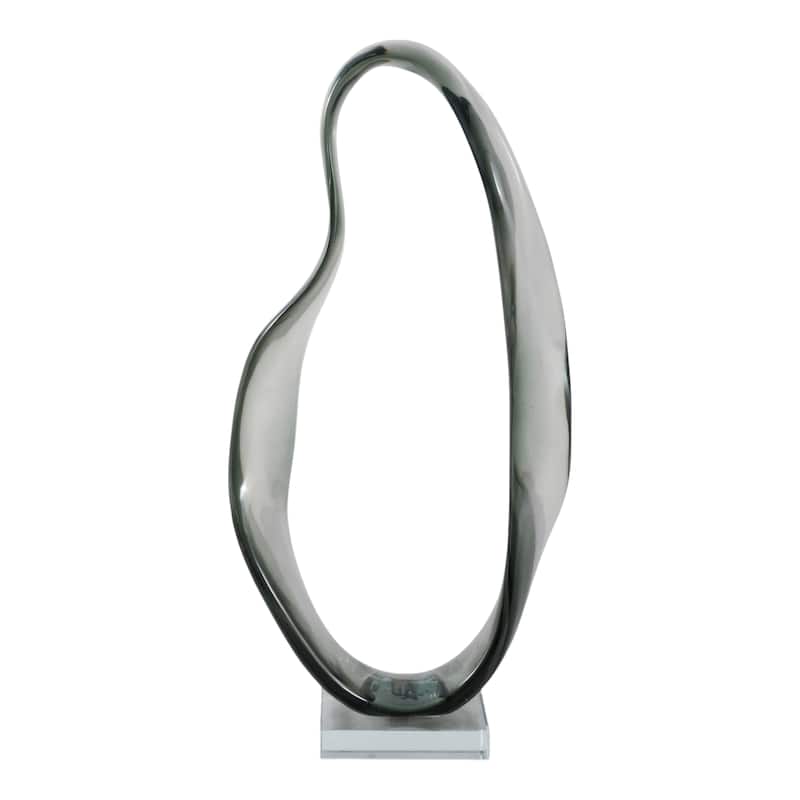 Resin Sculpture Statement with Crystal Base Modern Accent - 16" Gray - 8.25" x 4" x 16"