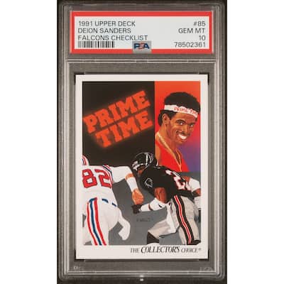 Deion Sanders 1991 Upper Deck Falcons Checklist Card #85 Graded PSA 10 - 8'6" x 11'6"