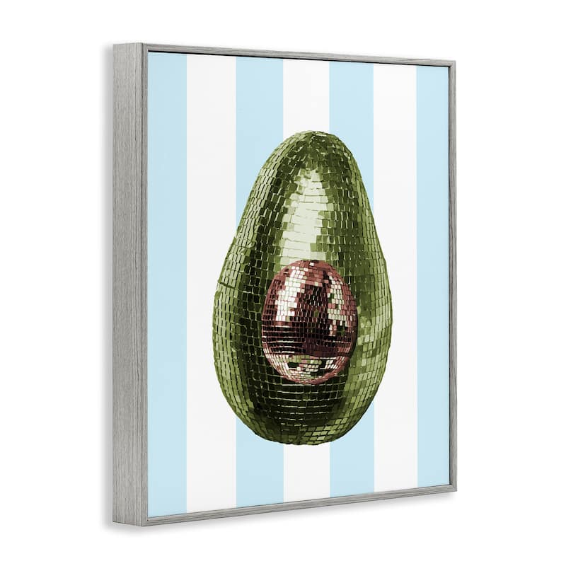 Stupell Disco Avocado on Blue Framed Giclee Art Design By Lil' Rue
