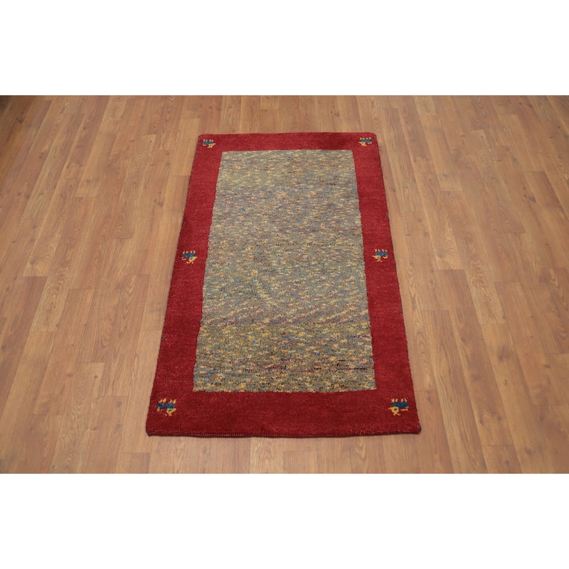 Hand Knotted Oriental 100% Wool Carpet Tribal Animal Pictorial Multi-Colored Gabbeh Area Rug - 3' 11'' X 2' 4''