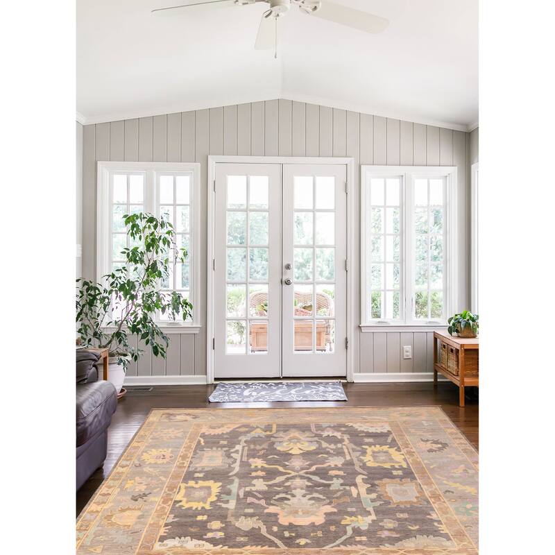 ECARPETGALLERY Hand-knotted Modern Oushak Charcoal Wool Rug - 9'10 x 13'10