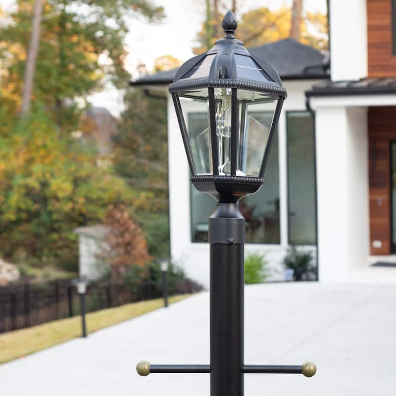 Gama Sonic Royal Bulb 1-Light Black Solar Post Light with 3" Fitter