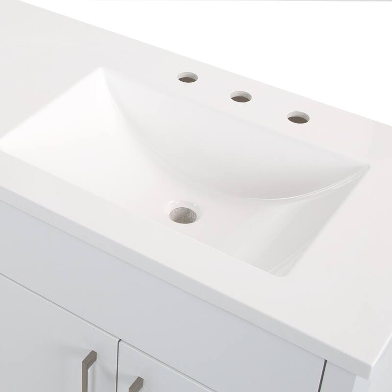 Spring Mill Cabinets Salil 60" Double-Sink Vanity With 2 Cabinets, 3 Drawers, and White Sink Top