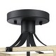 preview thumbnail 7 of 9, 12.6 in. 2-Light Black and Wood Farmhouse Open Cage Semi-Flush Mount Ceiling Light - 12.6"W