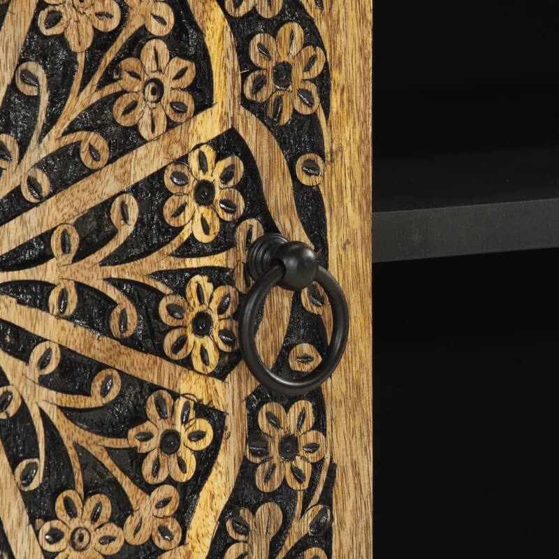 vidaXL TV Cabinet Brown Solid mango wood, iron TV Stand Rectangular - 12.2 x 31.5 x 18.1 in.