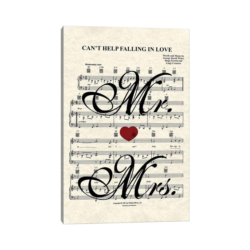 iCanvas "Can't Help Falling In Love - Mr And Mrs" by WordsAndMusicArt Canvas Print