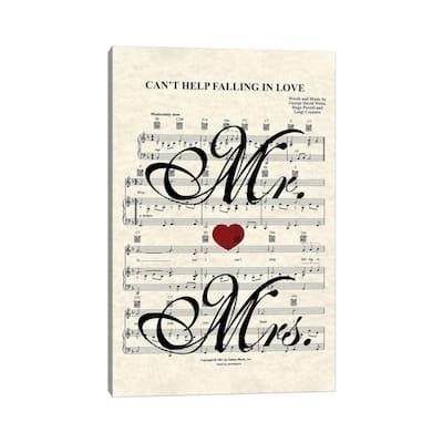 iCanvas "Can't Help Falling In Love - Mr And Mrs" by WordsAndMusicArt Canvas Print