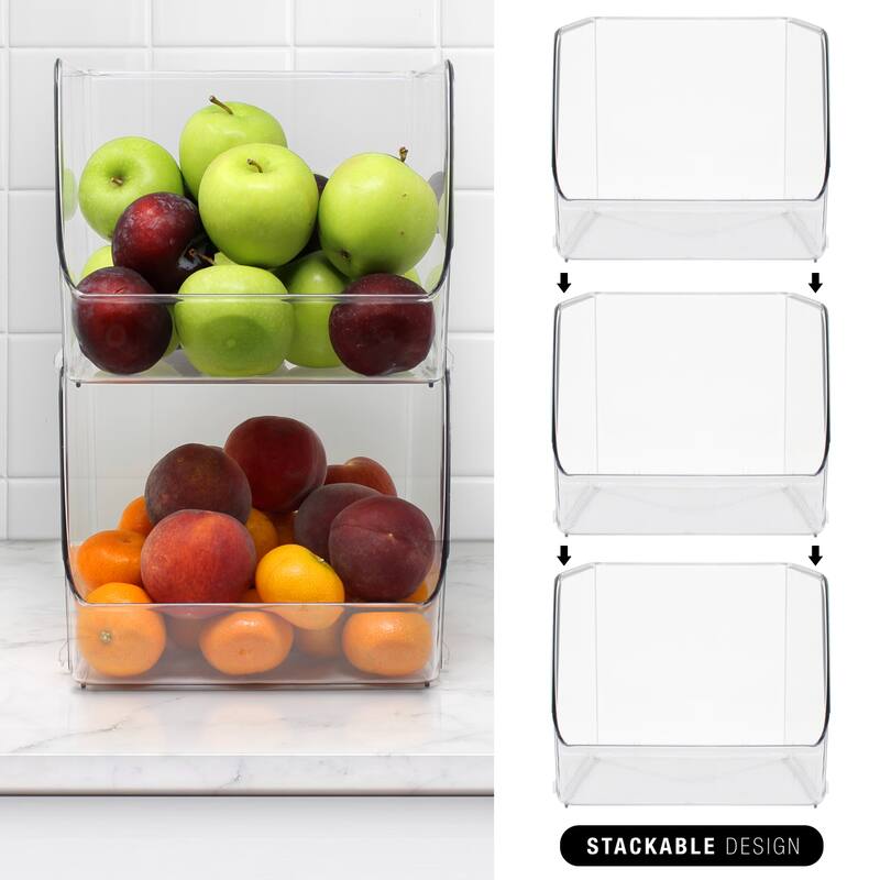 Open Plastic Storage Bins Clear Pantry Organizer Box Containers