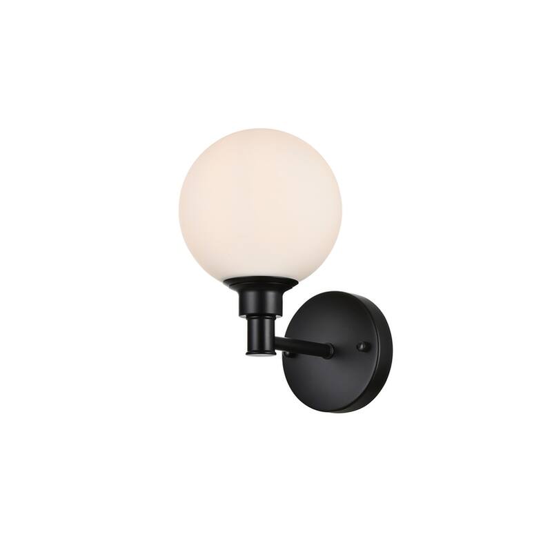 Corda 1 Light Black and Frosted White Bath Sconce