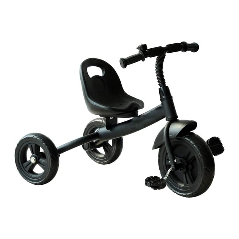 Adjustable Toddler Tricycle with Steel Frame and Bell Mudguard Removable Front Wheel for Indoor or Outdoor - Black