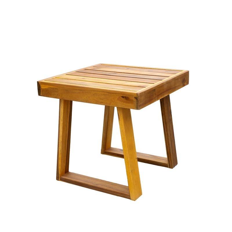 3-Piece Acacia Wood Outdoor Lounge Set with Chair and Ottoman for Patios Balconies and Gardens