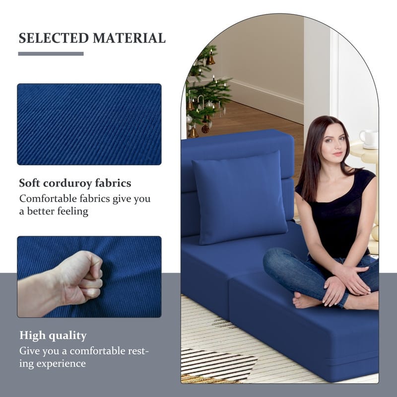 Corduroy Compression Convertible Folding Sectional Sofas (Set of 4)