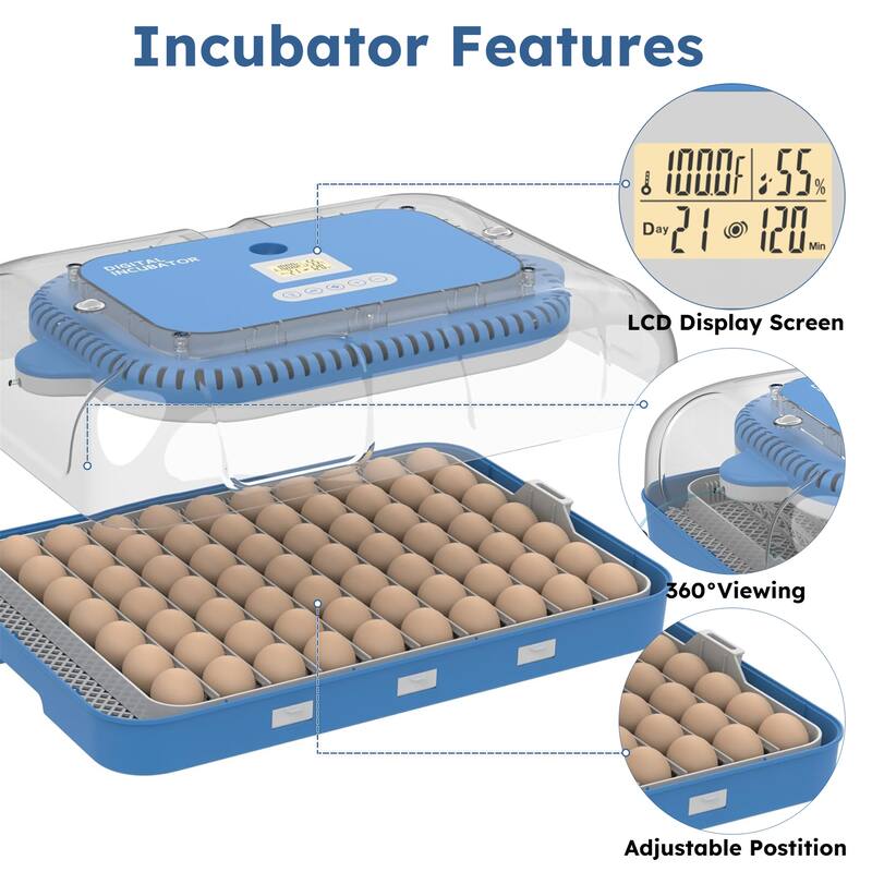 70 Egg Incubator with Automatic Turning and Humidity Control