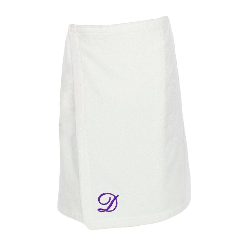 Authentic Hotel and Spa Turkish Cotton Terry Monogrammed White Womens Spa and Shower Towel Wrap - White/D