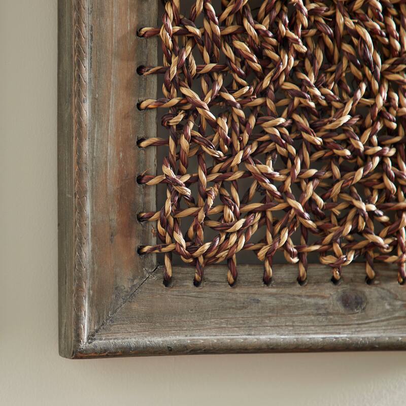 Wooden Abstract Woven Seagrass Wall Decor - Set of 2 Brown - Roche River Decor