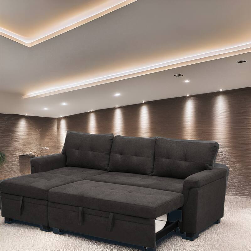 Reversible Sectional Sleeper Sofa with Storage Chaise & Pull-Out Bed