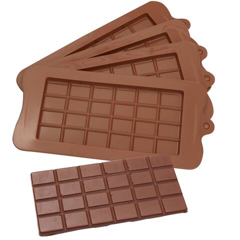 Waffle Bar Silicone Chocolate Shaper, Candy Making Supplies (8.6 x 4 In, 4 Pack)