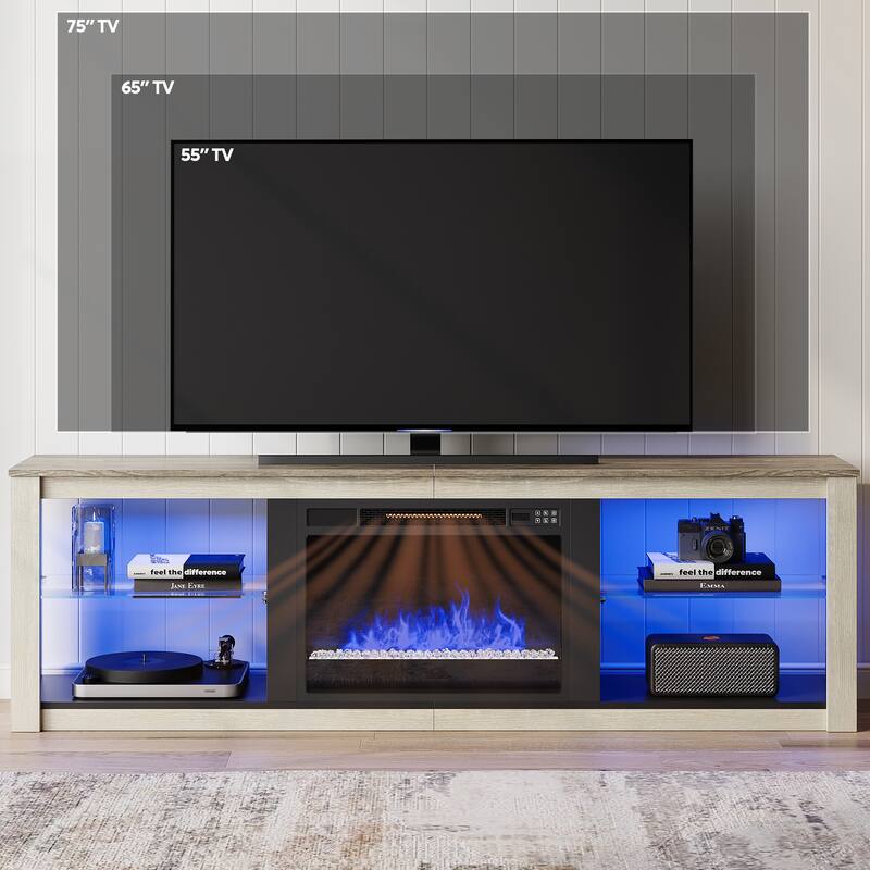TV Stand for TVs up to 75" with Fireplace, LED Entertainment Center