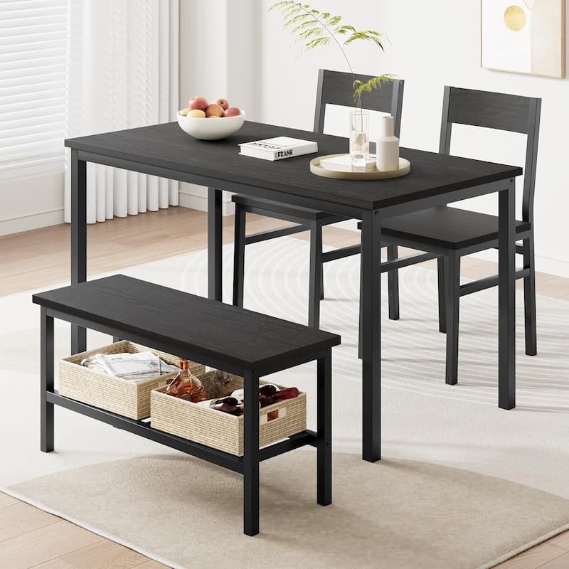 Kitchen Dining Room Table Set with 2 Chairs and Bench for Home Bistro Restaurant Patio Garden