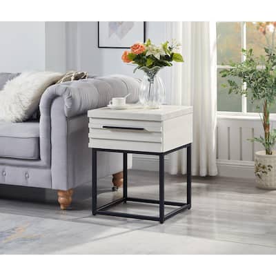 17.75" Modern Storage End table with Stylish Drawer and Metal Base for Living Room or Bedroom