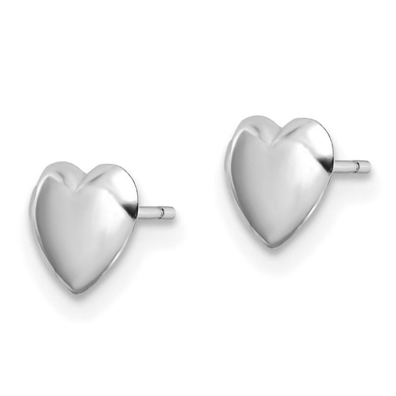 Curata 14k White Gold Polished Love Heart Post Earrings - 6.25x6.25mm