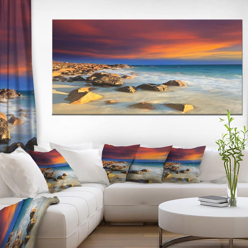 Beach with Stones on Foreground - Extra Large Seascape Art Canvas