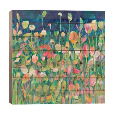 Imagine A Garden Print On Wood by Tara Funk Grim - Multi-Color