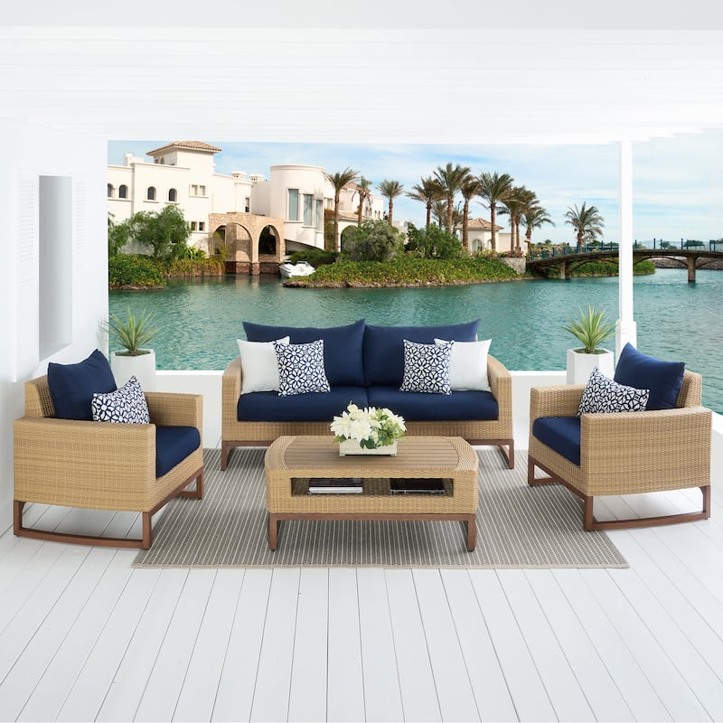 Milea 4 Piece Sunbrella Outdoor Patio Seating Set