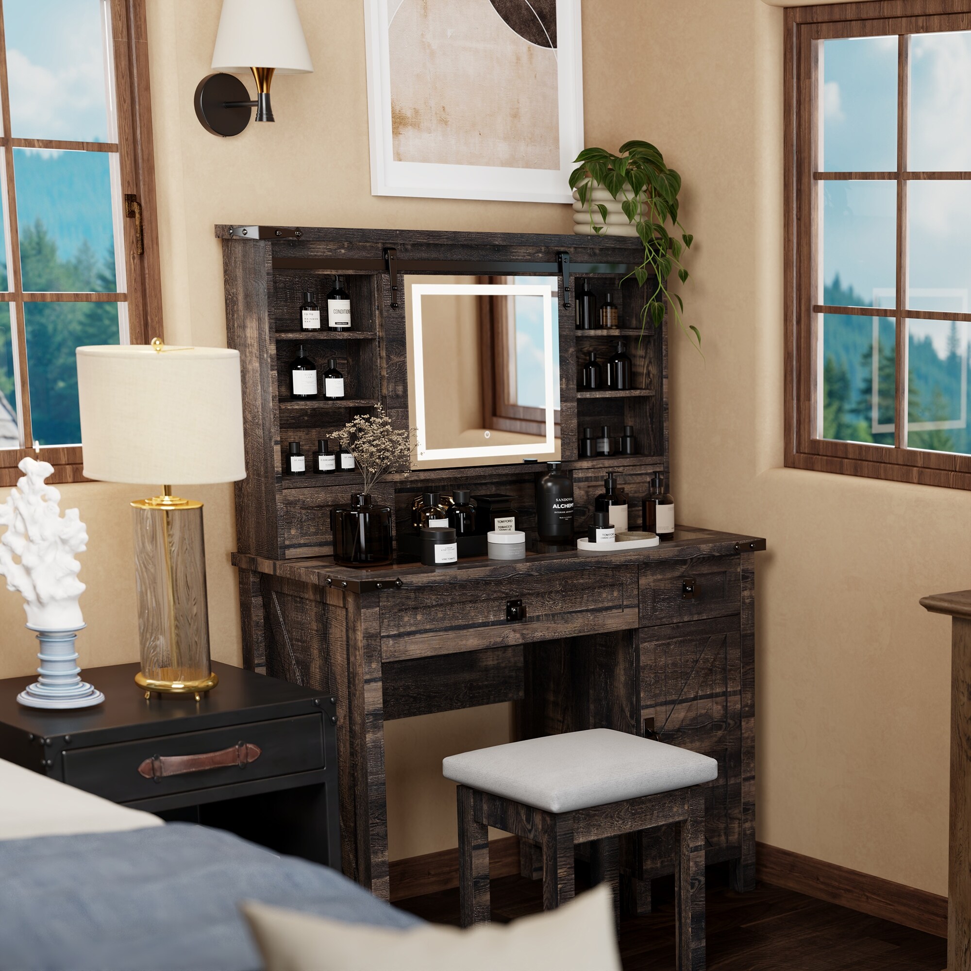 Rustic makeup table 2025