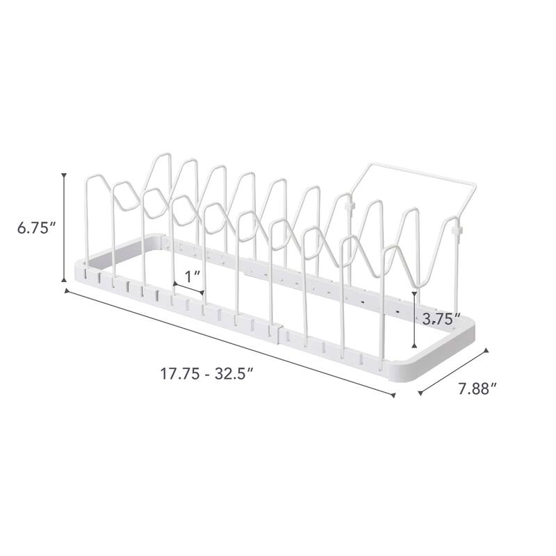 Yamazaki Home Adjustable Pot Lid Organizer, Steel - L 7.87 x W 17.72 x H 6.89 inches