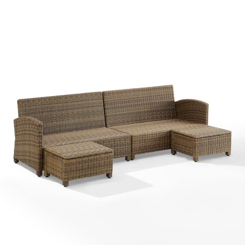 Crosley Bradenton 4Pc Outdoor Wicker Sectional Set - 70.5"d x 105.5"w x 32.5"h