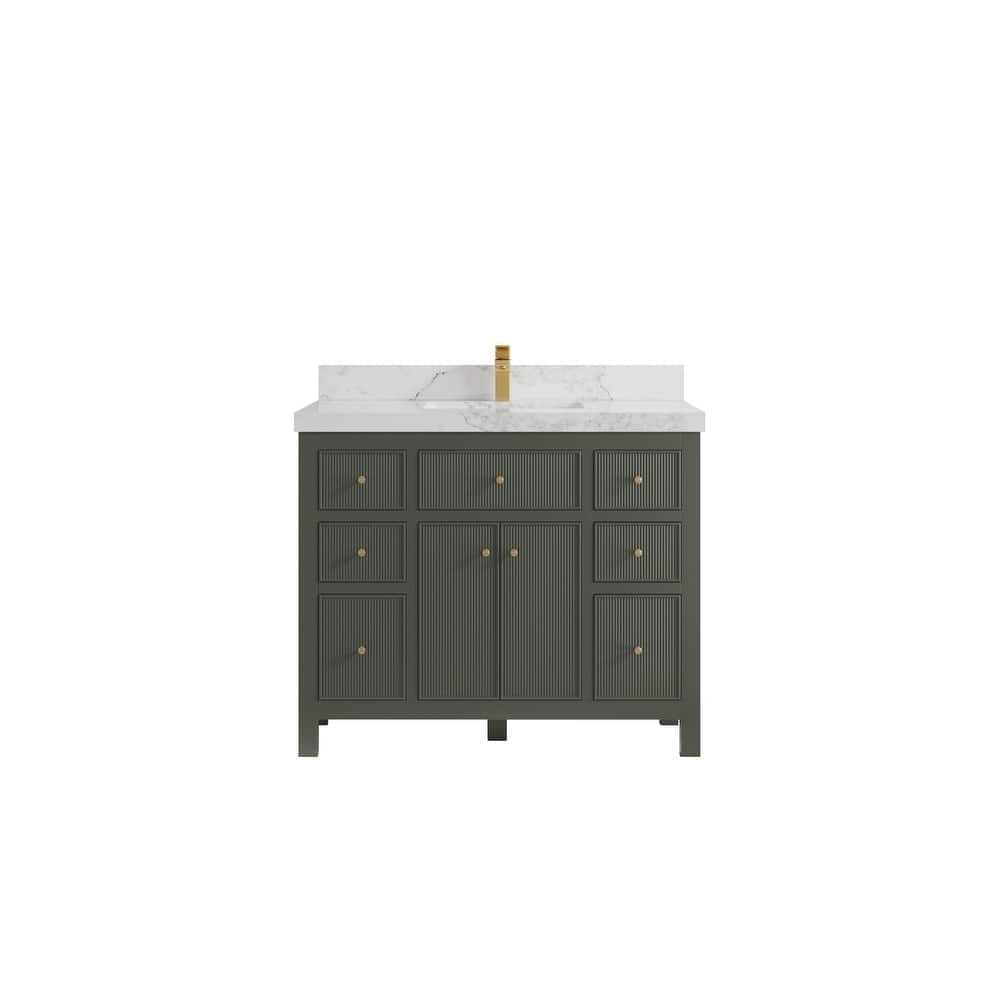 Willow Collections 42 in W x 22 in D Sonoma Free Standing Reeded Single Sink Bathroom Vanity with Countertop