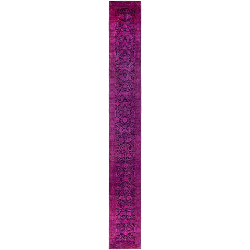 Overdyed One-of-a-Kind Hand-Knotted Area Rug - Pink - 2' 7" x 21' 4"