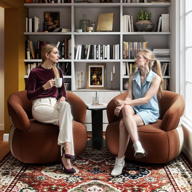 Kieon 33"W 360 Swivel Barrel Chair Modern Accent Chair Set of 2