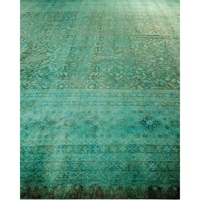 Overton Handknotted Wool Vintage Inspired Contemporary Overdyed Brown Area Rug - 17' 10" x 12' 5"