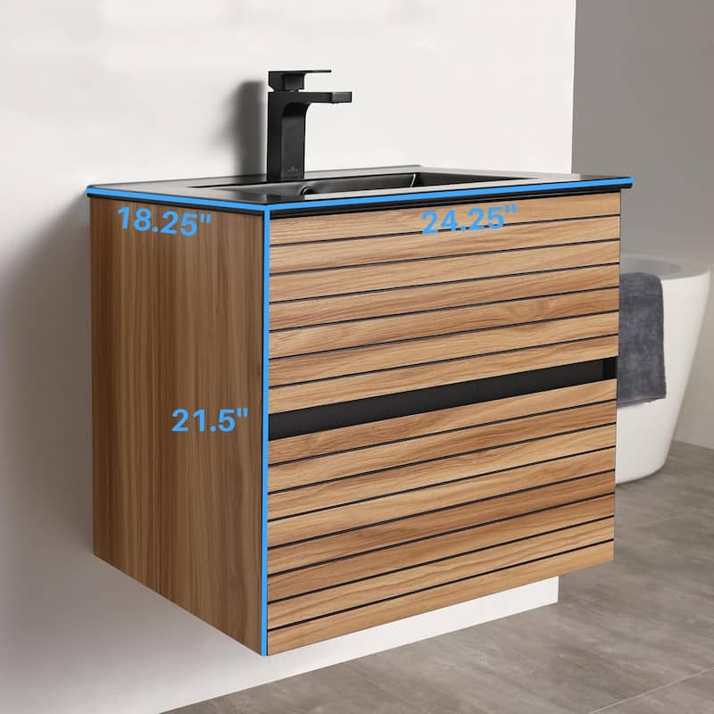 Blossom Annecy 24" Floating Bathroom Vanity with Black Ceramic Sink