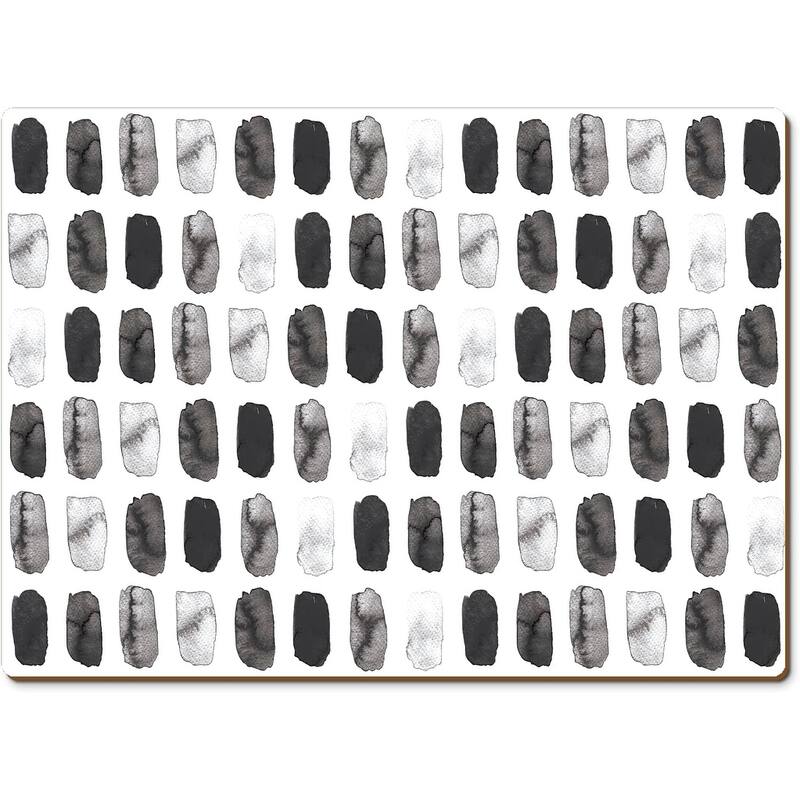 Paint Stripes Decorative Hardboard Placemats with Protective Cork Backing 4 Pack Heat Tolerant and Easily Wipes Clean - Set of 4