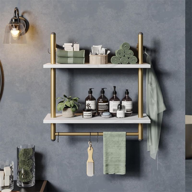 Bestier Pipe Shelf Industrial Floating Shelving - 9.45"D x 23.62"W x 25.2"H